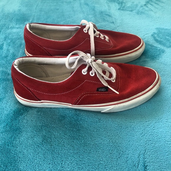— SOLD On Depop — Red Suede Vans - Picture 4 of 7